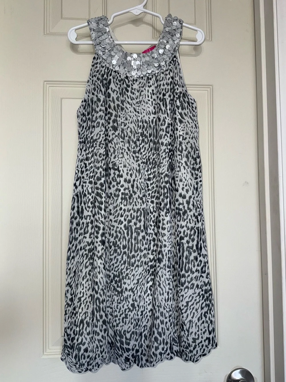 Pinky Ruffle/Bubble Hem Sequin Cheetah Print Y2K Dress Girl’s Size 8